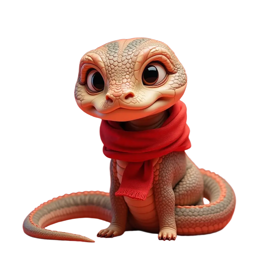 Charming Lizard with a Red Scarf